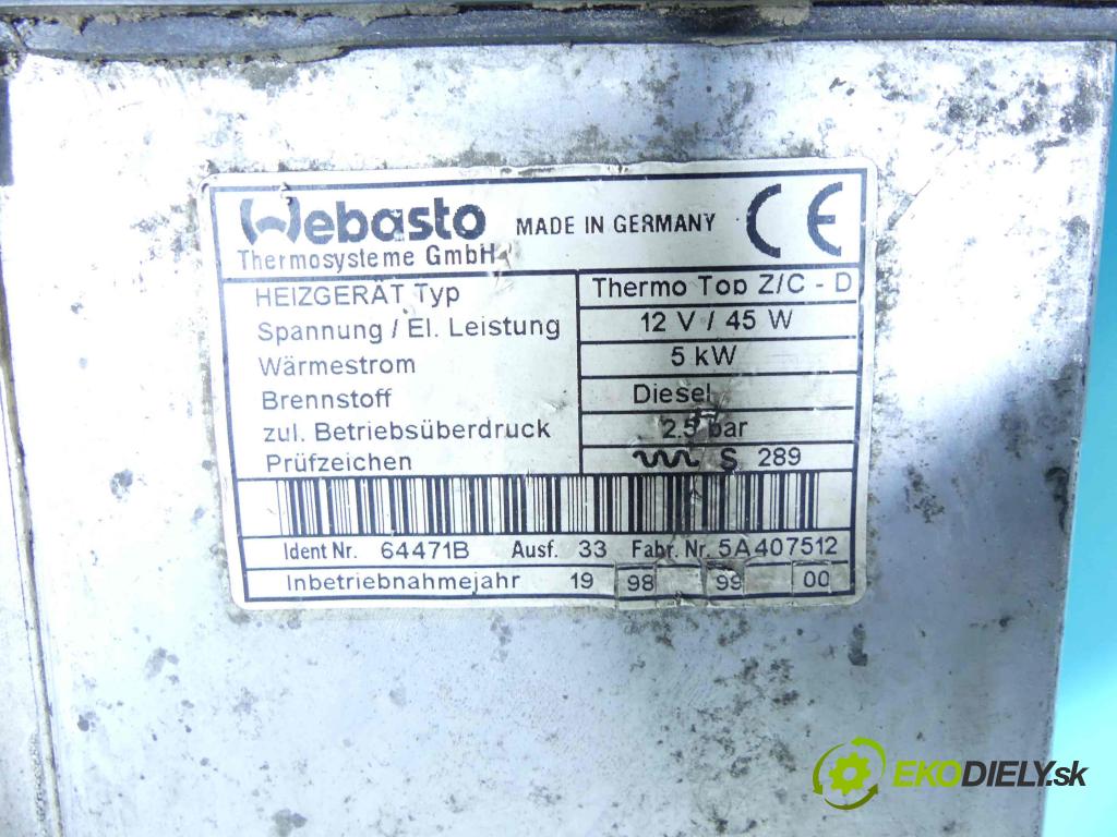 Bmw 3 E46 1998-2007 2.0d 136hp manual 100 kW 1951 cm3 4- Webasto 8383759 (Webasto ohřívače)