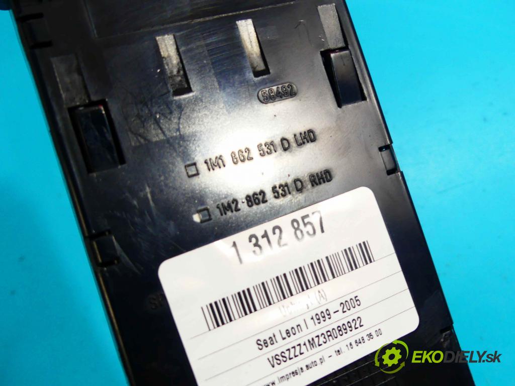 Seat Leon I 1999-2005 1.6 16V 105 HP manual 77 kW 1598 cm3 5- Rukojeť: na nápoje: 1M1862531D (Úchyty, držiaky na nápoje)