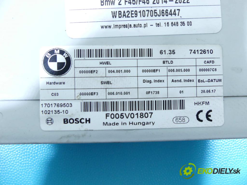 Bmw 2 F45/F46 2014-2022 2.0d 150 HP automatic 110 kW 1995 cm3 5- modul riadiaca jednotka 7412610 (Ostatné)