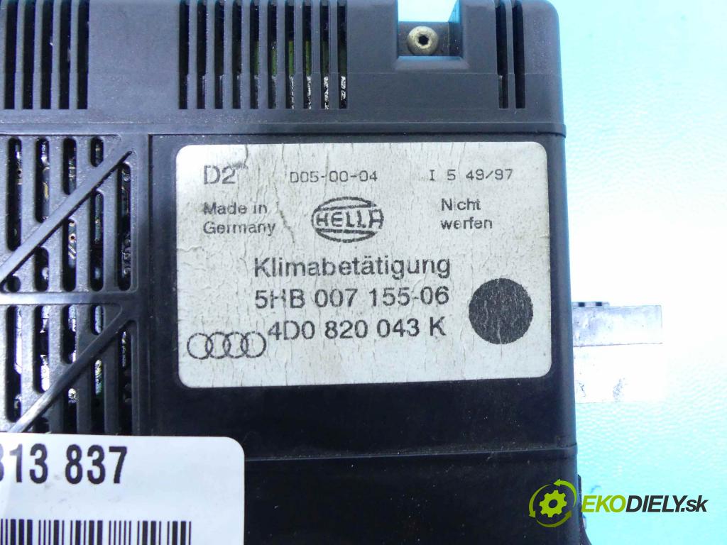Audi A8 D2 1994-2002 3.7 V8 230 HP automatic 169 kW 3697 cm3 4- panel kúrenia 4D0820043K