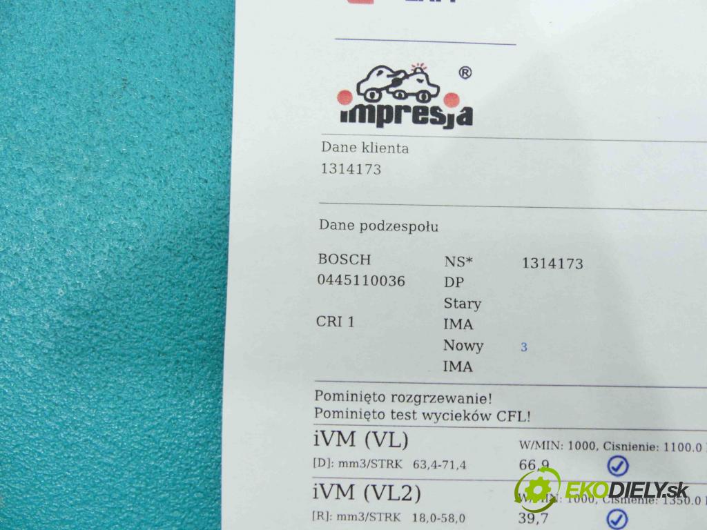 Peugeot 807 2002-2014 2.2 hdi 128 HP manual 94 kW 2179 cm3 5- vstrek 0445110036 (Vstrekovače)