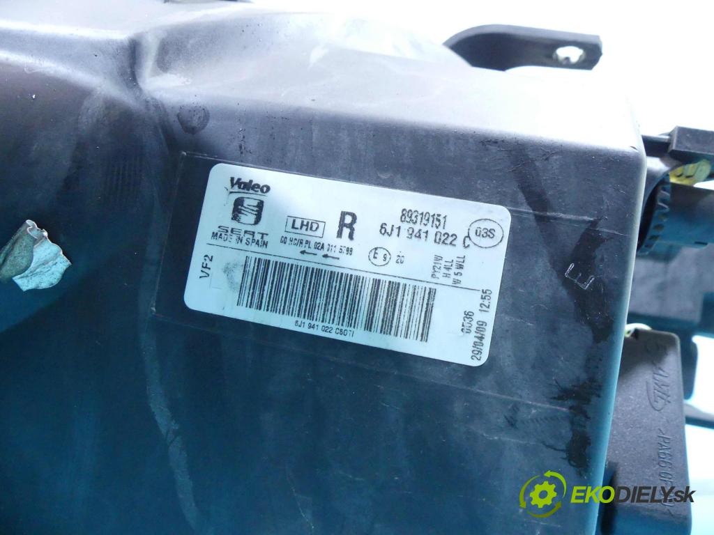 Seat Ibiza IV 6J 2008-2017 1.4 16V 86 HP manual 63 kW 1390 cm3 3- Reflektor: pravý 6J1941022C (Pravé)