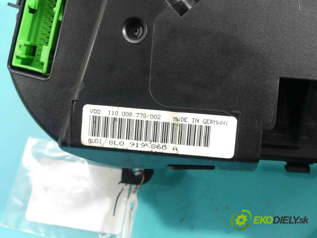 Audi A3 8L 1996-2003 1.6 SR 101 HP manual 74 kW 1595 cm3 3- prístrojovka/ budíky 8L0919860A (Prístrojové dosky, displeje)