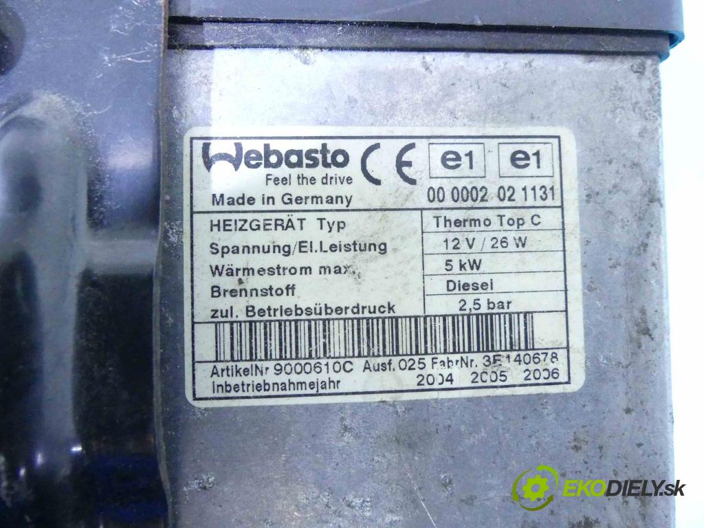 Mazda 6 I GG 2002-2007 2.0 citd 136hp manual 100 kW 1998 cm3 5- Webasto 3E140678 (Webasto ohřívače)