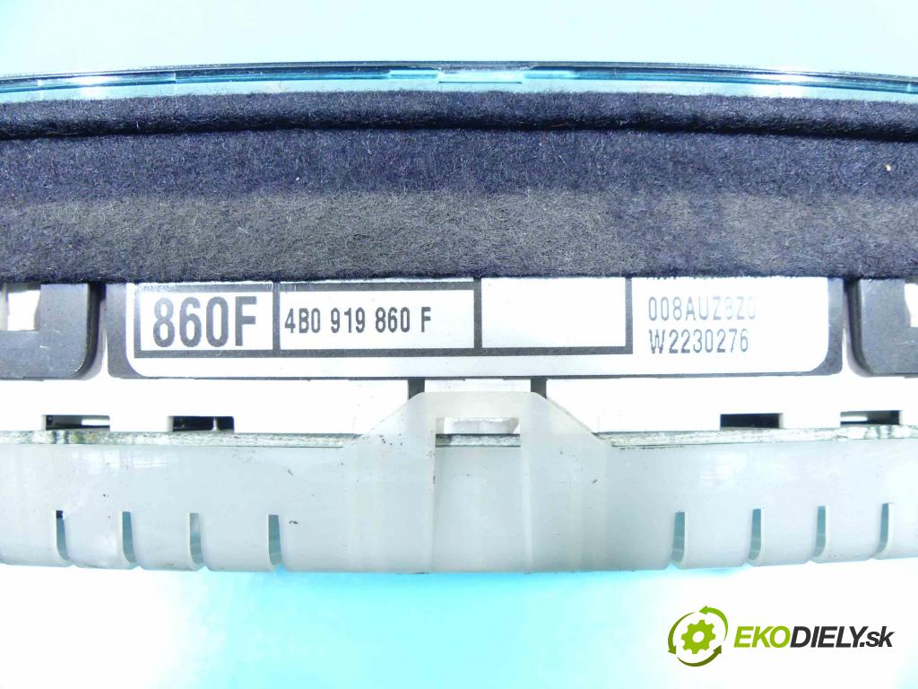 Audi A6 C5 1997-2004 2.4 V6 165 HP automatic 121 kW 2393 cm3 4- prístrojovka/ budíky 4B0919860F (Prístrojové dosky, displeje)