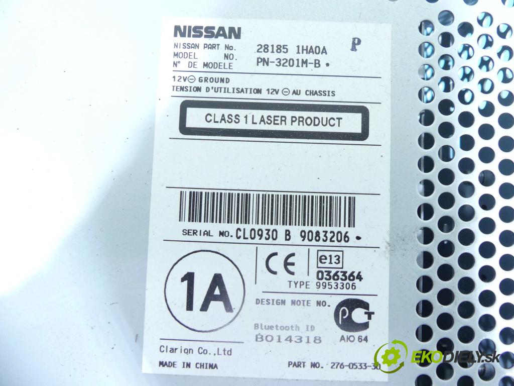 Nissan Micra K13 2010-2017 1.2 12V 80 HP manual 59 kW 1198 cm3 5- Radio originál 28185-1HA0A