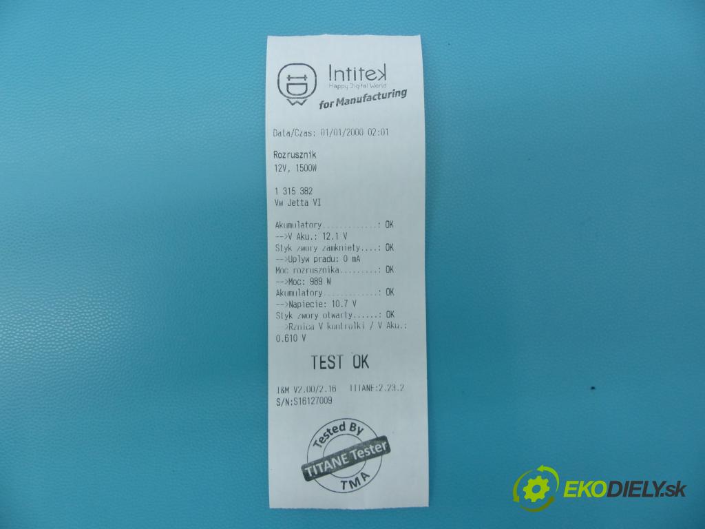 Vw Jetta VI 2010-2018 1.4 TSI 122 hp manual 90 kW 1390 cm3 4- startér: 0001121408 (Startér)