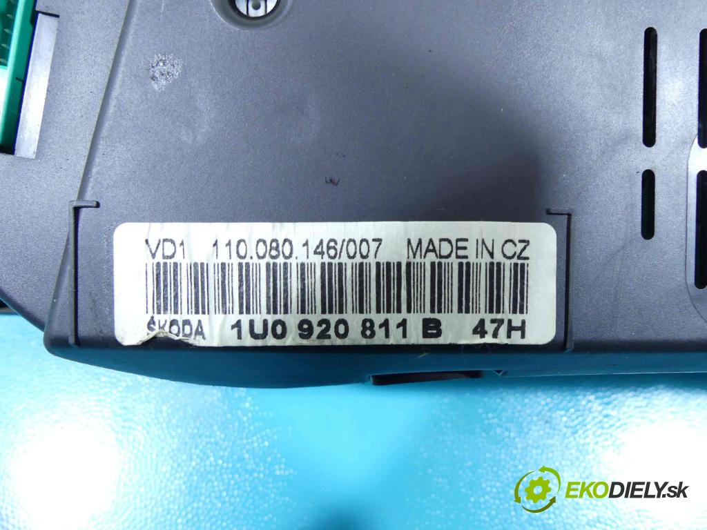 Skoda Octavia I 1996-2010 1.8 T 150 HP manual 110 kW 1781 cm3 5- prístrojovka/ budíky 1U0920811B (Prístrojové dosky, displeje)