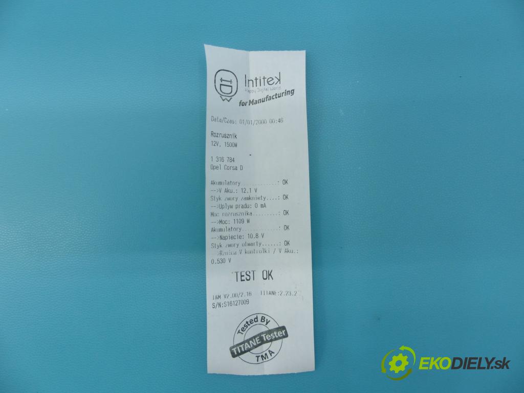 Opel Corsa D 2006-2014 1.2 16V 80 HP manual 59 kW 1229 cm3 5- štartér 0001107406 (Štartéry)