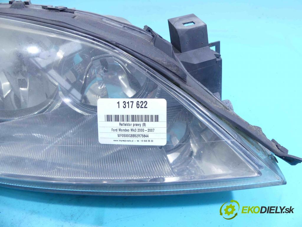 Ford Mondeo Mk3 2000-2007 2.0 tdci 129 HP manual 95 kW 1999 cm3 5- Reflektor: pravý 0301174202 (Pravé)