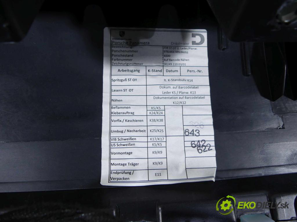 Porsche Panamera I 970 2009-2016 4.8 V8 400KM: automatic 294 kW 4806 cm3 5- kokpit,pristrojová doska rozdeľovacia 9705510104