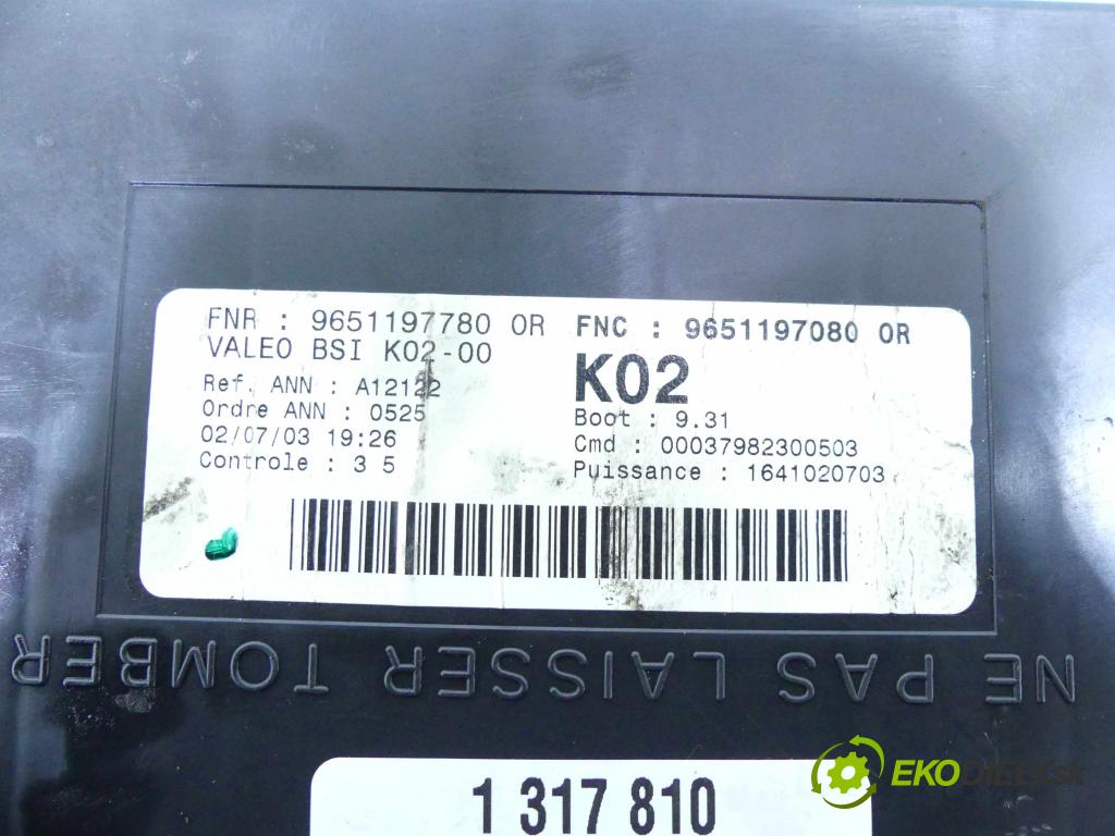 Peugeot 307 1.4 8v 75 HP manual 55 kW 1360 cm3 3- modul riadiaca jednotka 9651197780 (Ostatné)