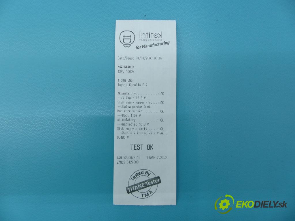 Toyota Corolla E12 2001-2009 1.4 vvti 97KM manual 71 kW 1398 cm3 5- štartér 0001107088 (Štartéry)