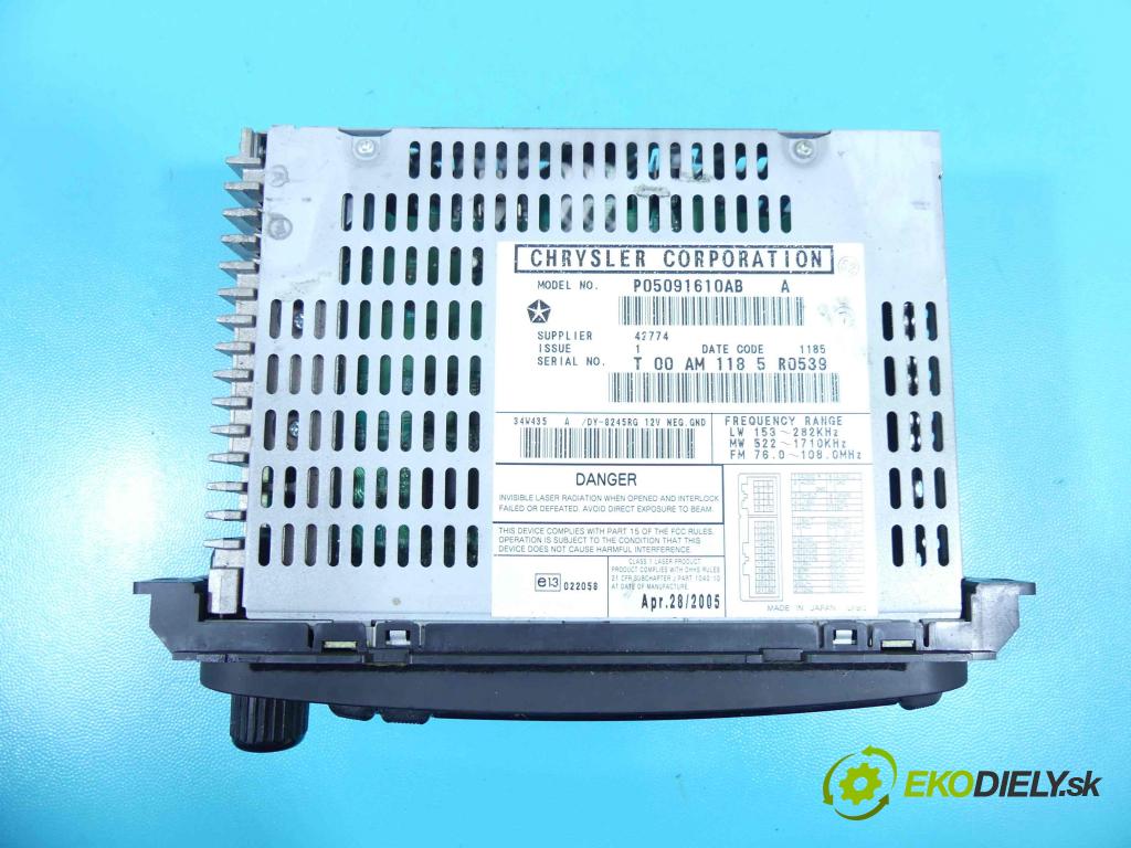 Chrysler Voyager IV 2000-2007 2.8 crd: 150 HP manual 110 kW 2776 cm3 5- Radio originál P05091610AB