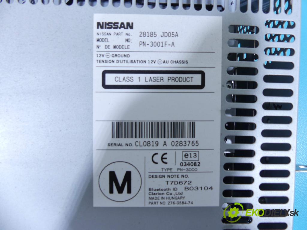 Nissan Qashqai I J10 2006-2013 2.0 dci 150 HP manual 110 kW 1995 cm3 5- Radio originál 28185JD05A