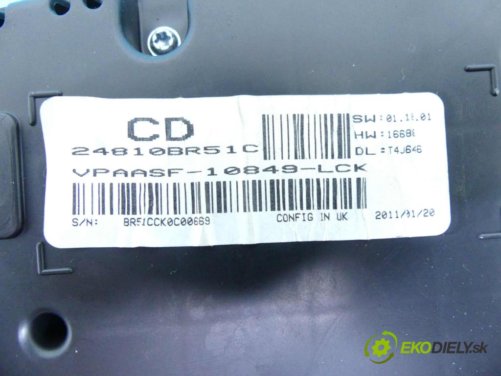Nissan Qashqai I J10 2006-2013 2.0 dci 150 HP manual 110 kW 1995 cm3 5- prístrojovka/ budíky VPAASF-10849-LCK (Prístrojové dosky, displeje)
