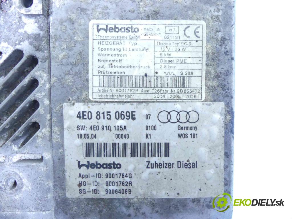 Audi A8 D3 2002-2009 3.0 tdi 232KM automatic 171 kW 2967 cm3 4- Webasto 4E0815069E (Webasto ohřívače)