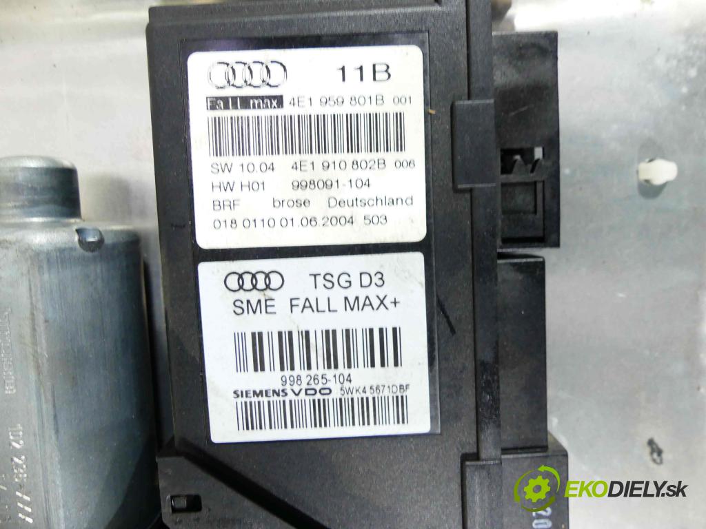 Audi A8 D3 2002-2009 3.0 tdi 232KM automatic 171 kW 2967 cm3 4- mechanizmus okna predné ľavý 4E1959801B