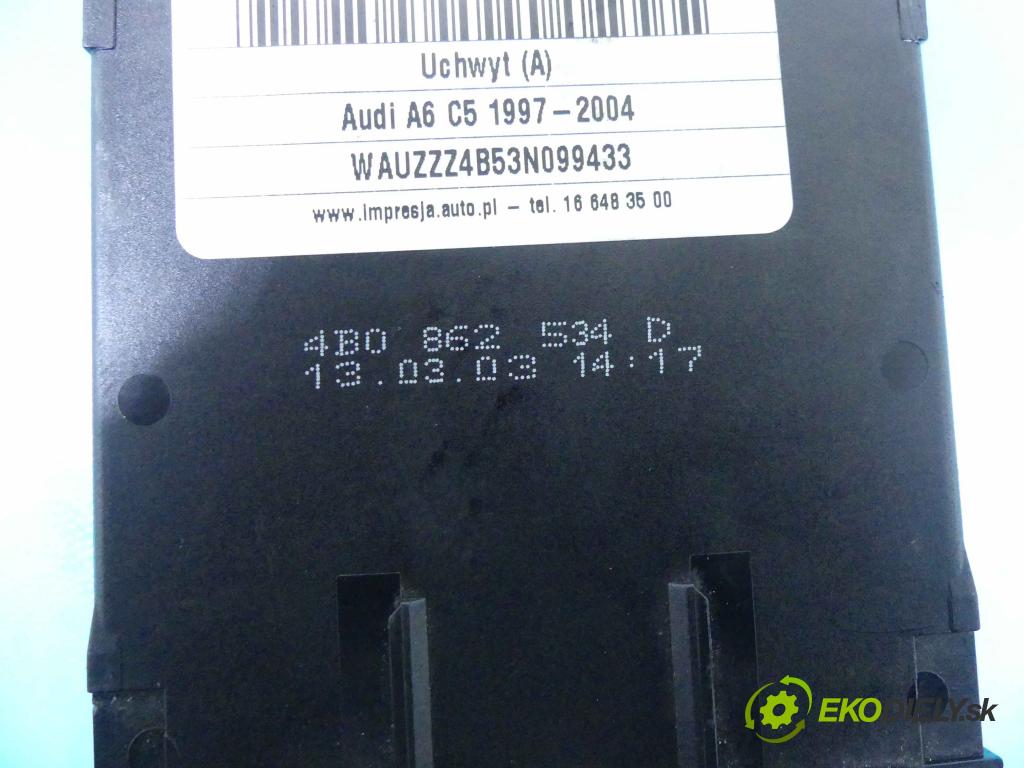 Audi A6 C5 1997-2004 2.5 TDI 179KM automatic 132 kW 2496 cm3 5- Rukojeť: na nápoje: 4B0862534D (Úchyty, držiaky na nápoje)