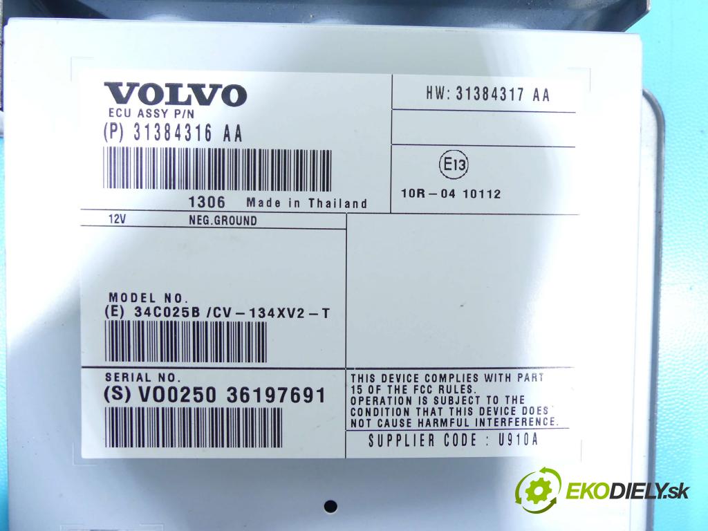 Volvo V40 II 2012-2019 1.6 D2 114 HP manual 84 kW 1560 cm3 5- Zesilovač: 31384316AA (Zosilňovače)