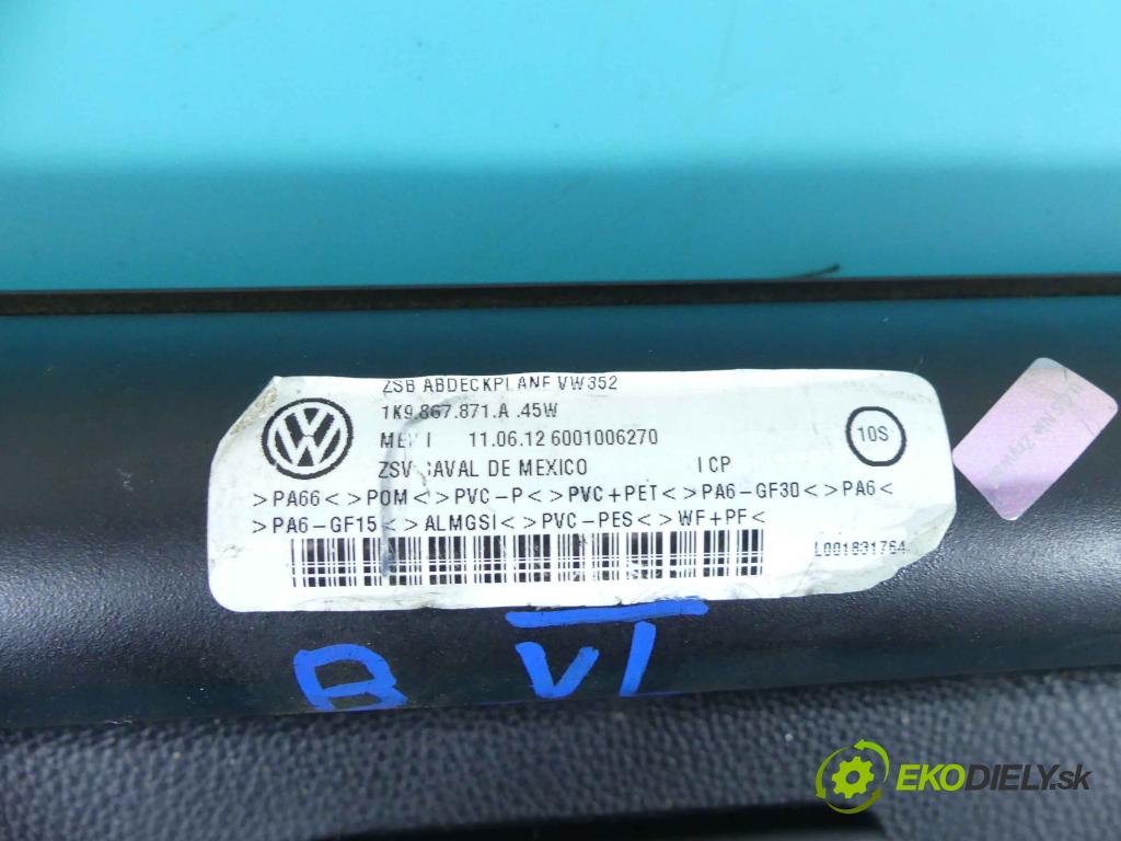 Vw Golf VI 2008-2013 1.6 tdi 105 hp automatic 77 kW 1598 cm3 5- roleta 1K9867871A45W (Rolety kufru)
