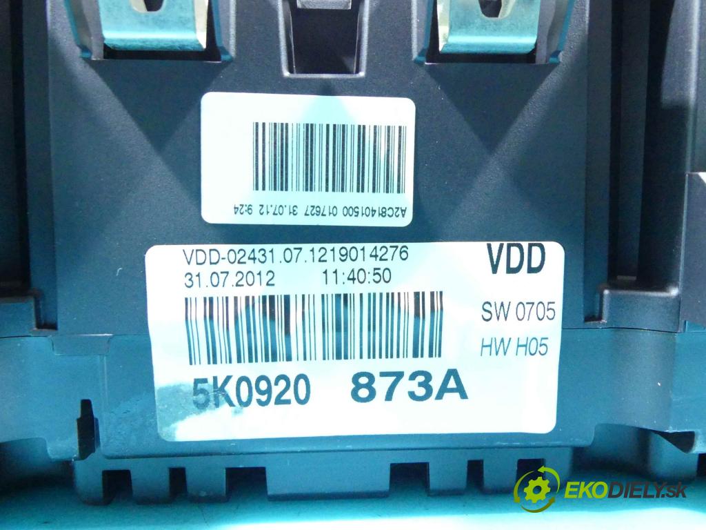 Vw Golf VI 2008-2013 1.6 tdi 105 HP automatic 77 kW 1598 cm3 5- prístrojovka/ budíky A2C34775800 (Prístrojové dosky, displeje)