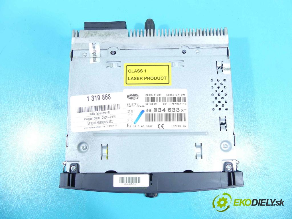 Peugeot 3008 I 2009-2016 1.6 hdi 114 HP manual 84 kW 1560 cm3 5- Radio originál 98034633XT