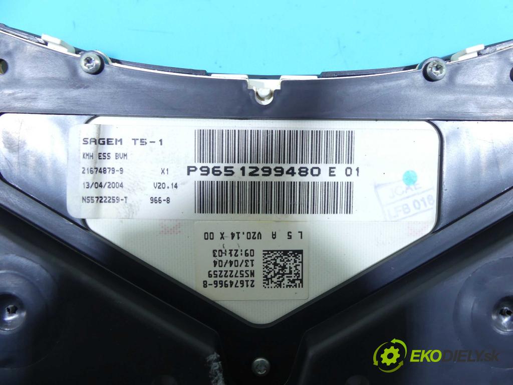 Peugeot 307 1.4 16v 88 HP manual 65 kW 1360 cm3 5- prístrojovka/ budíky 9651299480E (Prístrojové dosky, displeje)