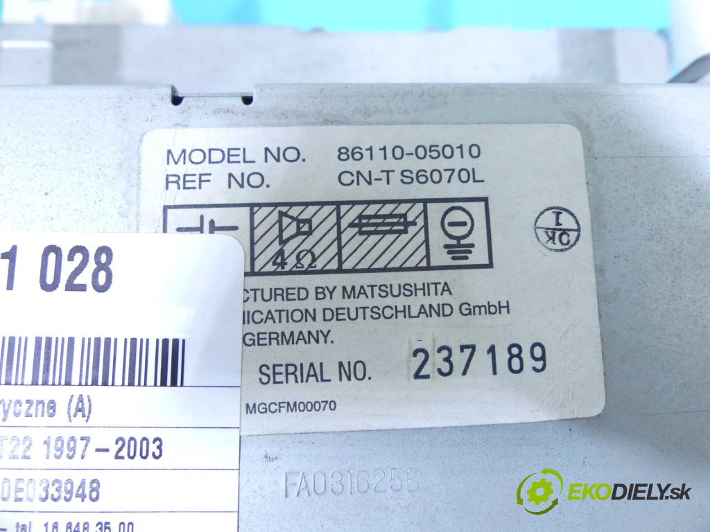 Toyota Avensis I T22 1997-2003 2.0 d4d 110 HP manual 81 kW 1995 cm3 5- Radio originál 86120-05050