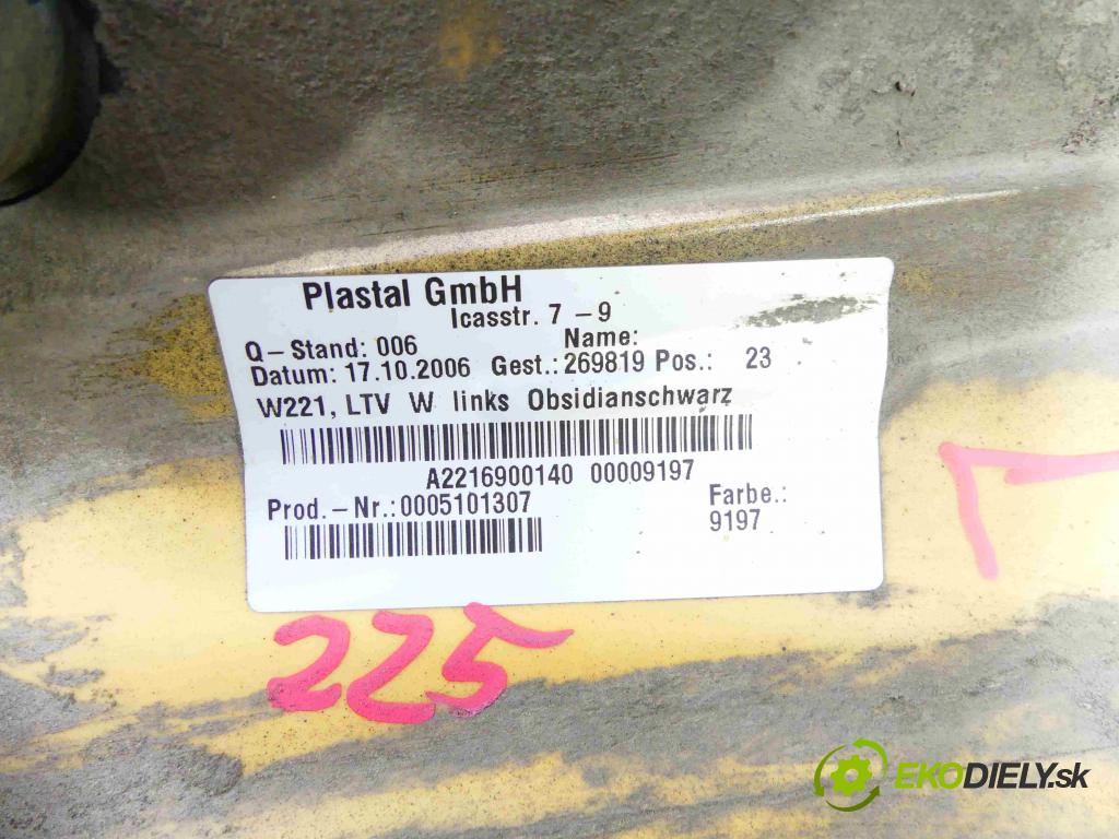 Mercedes S W221 2005-2013 3.0 cdi 235 HP automatic 173 kW 2987 cm3 4- lišta práh: ľavé A2216900140 (Lišta prahová)