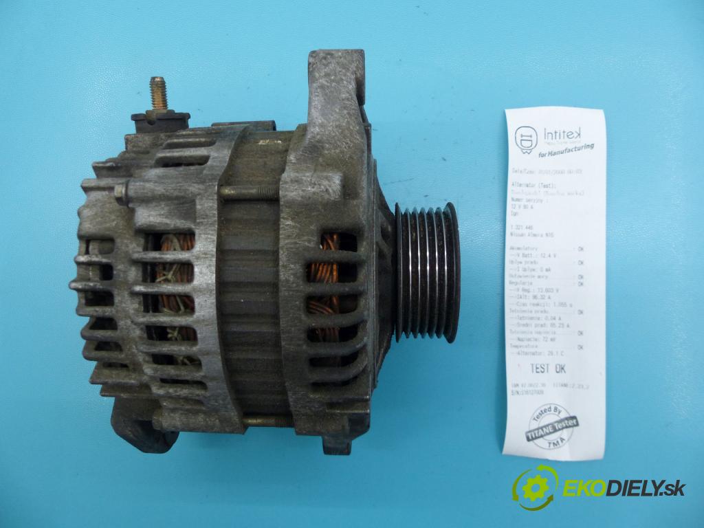 Nissan Almera N16 2000-2006 1.5 16v 90 hp manual 66 kW 1498 cm3 4- Alternator 23100BU010 (Alternátory)