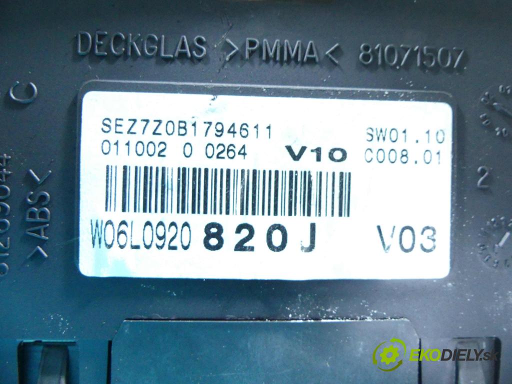 Seat Cordoba II 6L 2002-2008 1.9 tdi 101 HP manual 74 kW 1896 cm3 4- prístrojovka/ budíky 110080105014A (Prístrojové dosky, displeje)