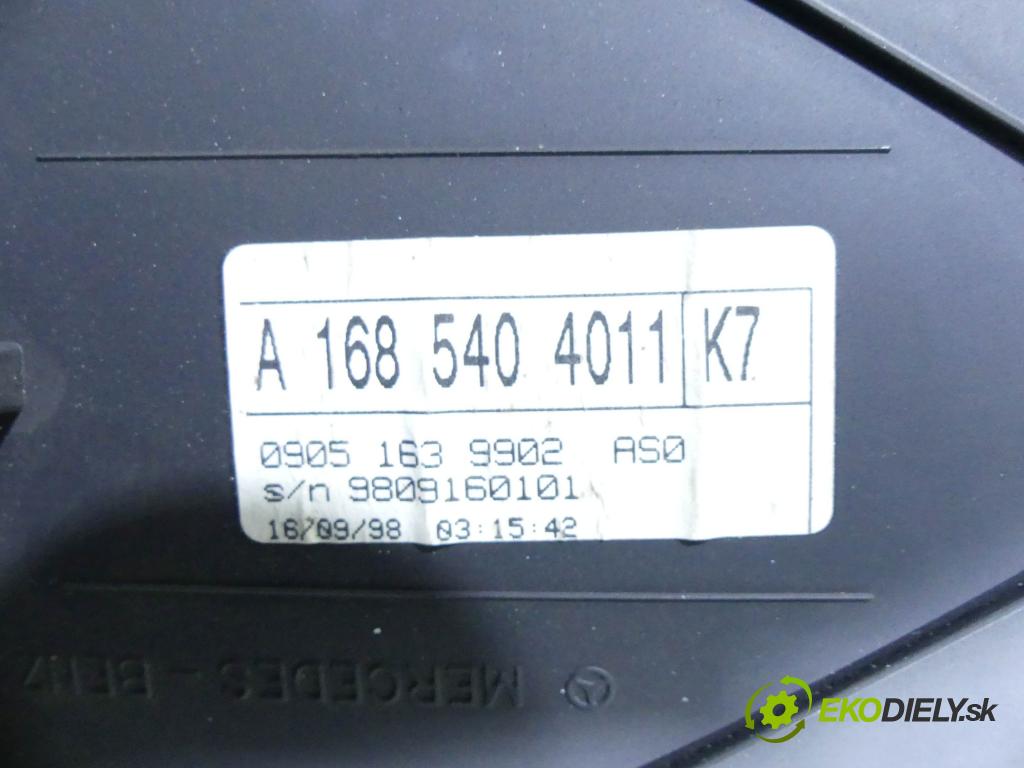 Mercedes A W168 1997-2004 1.4b: 82 HP manual 60 kW 1397 cm3 5- prístrojovka/ budíky A1685404011 (Prístrojové dosky, displeje)