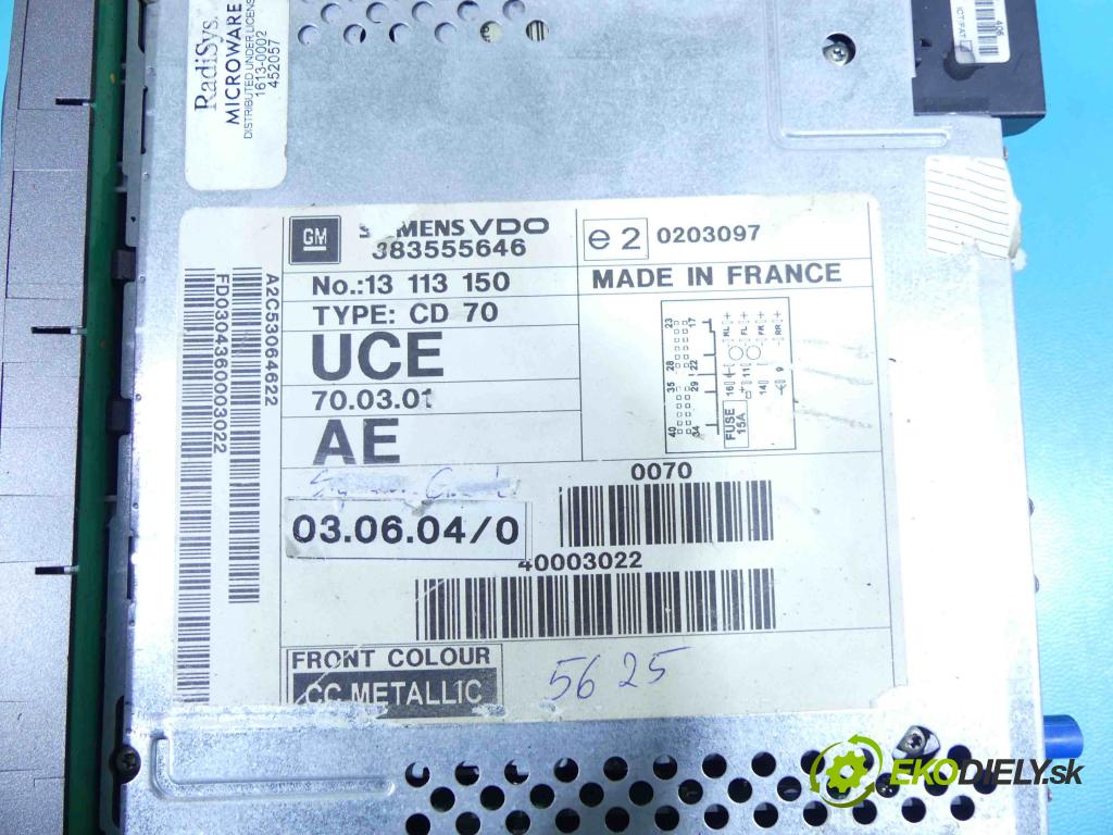 Opel Vectra C 2002-2008 2.0 T 175 HP manual 129 kW 1998 cm3 4- Radio originál 13113150AE