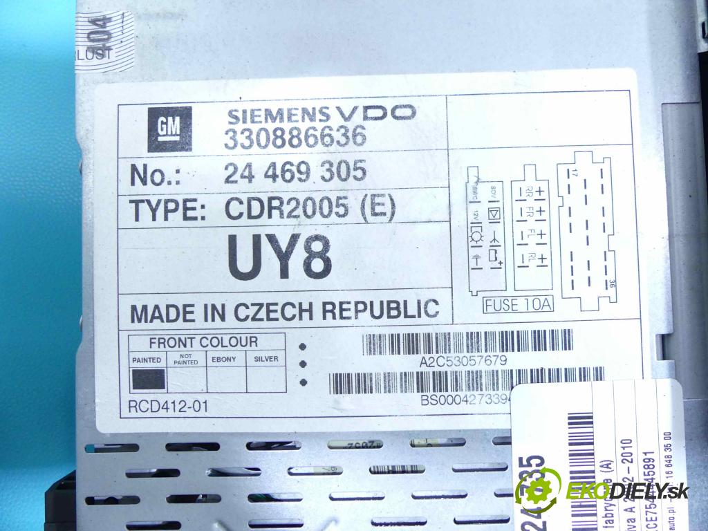 Opel Meriva A 2002-2010 1.8 16v 125 HP manual 92 kW 1796 cm3 5- Radio originál 24469395