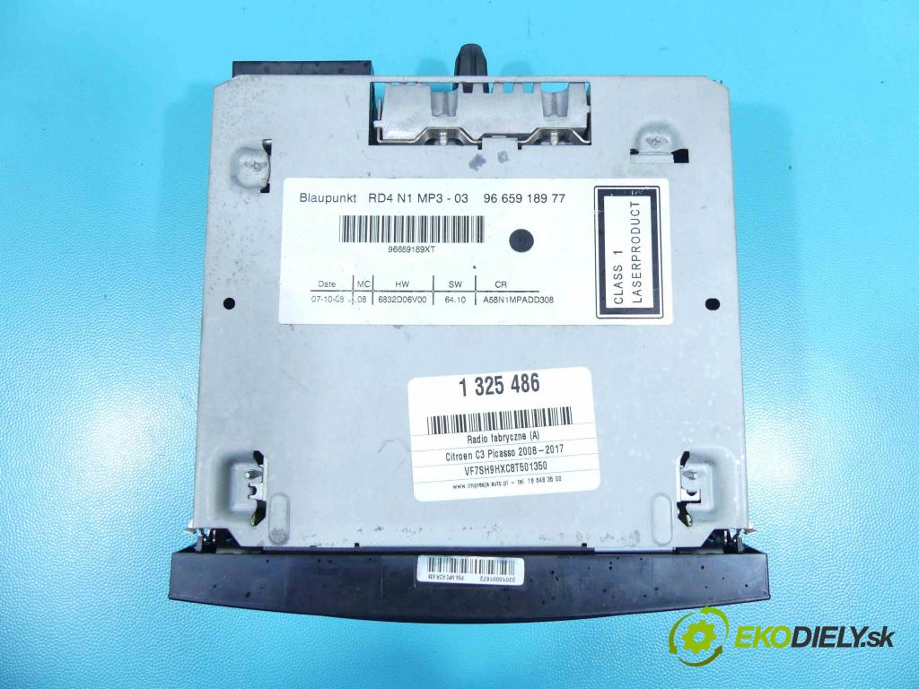 Citroen C3 Picasso 2008-2017 1.6 hdi 90 HP manual 66,2 kW 1560 cm3 5- Radio originál 9665918977