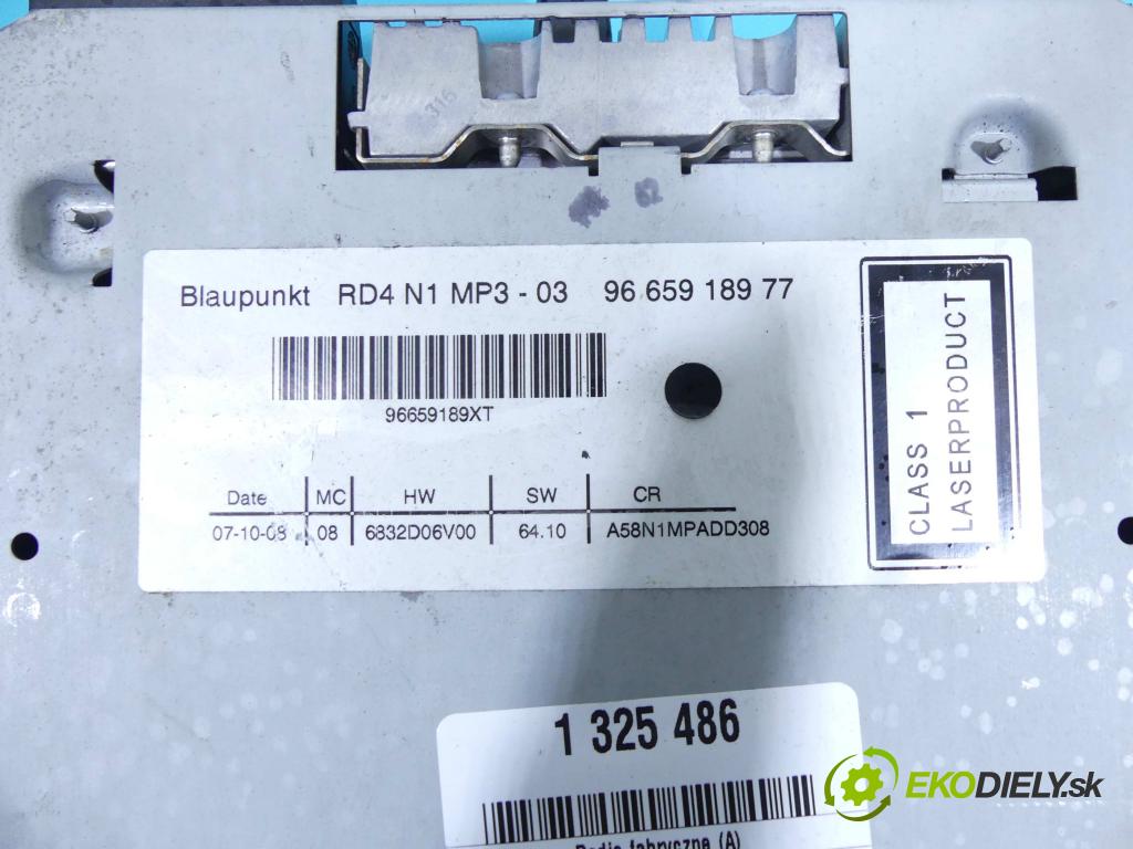 Citroen C3 Picasso 2008-2017 1.6 hdi 90 HP manual 66,2 kW 1560 cm3 5- Radio originál 9665918977