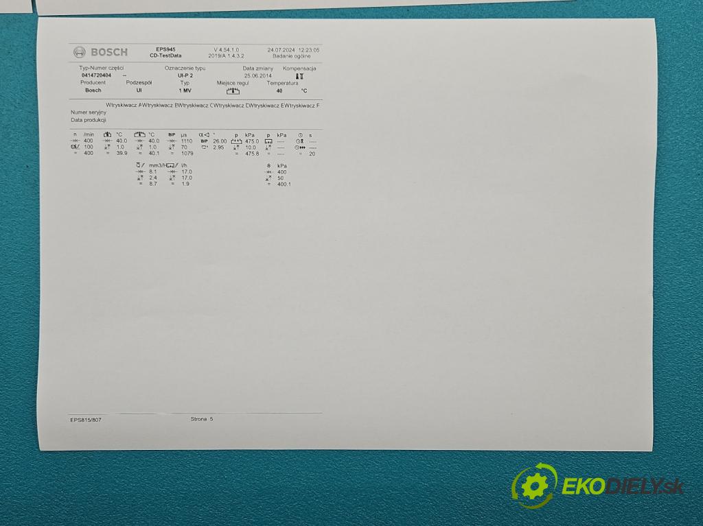Audi A6 C6 2004-2011 2.0 tdi LY7W 140 HP automatic 103 kW 1968 cm3 5- vstrekovacie čerpadlo 0414720404 (Vstrekovače)