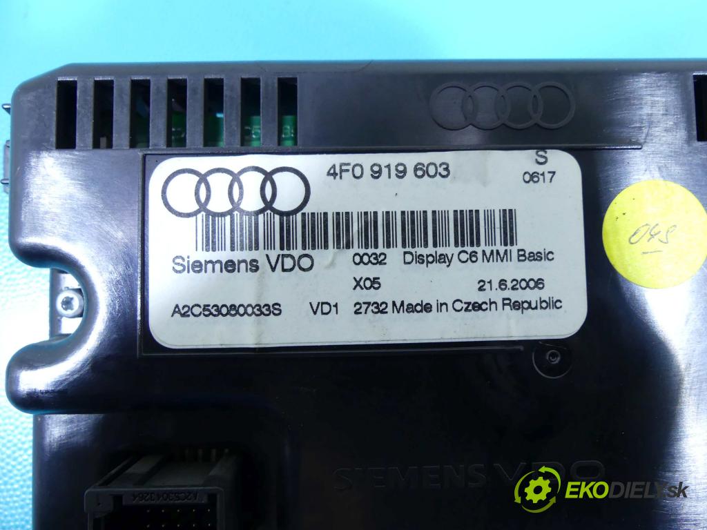 Audi A6 C6 2004-2011 2.0 tdi 140 HP automatic 103 kW 1968 cm3 5- Zobrazit: 4F0919603 (Prístrojové dosky, displeje)
