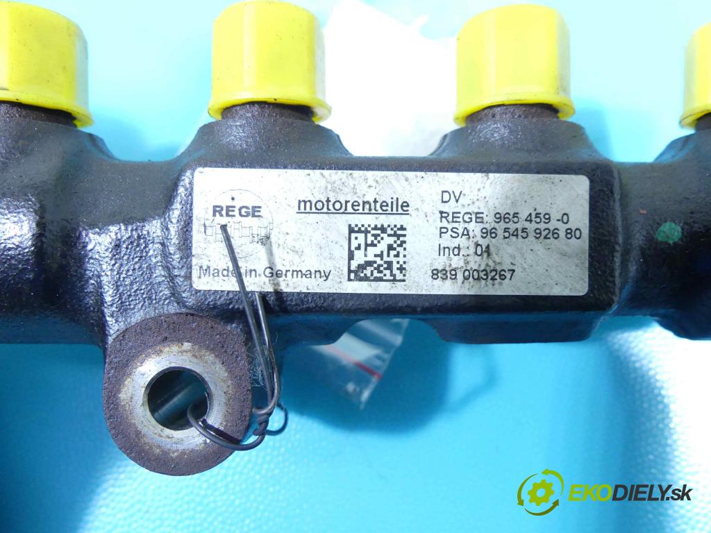 Citroen C3 Picasso 2008-2017 1.6 hdi 90 HP manual 66,2 kW 1560 cm3 5- lišta vstrekovacia 9654592680 (Vstrekovacie lišty)