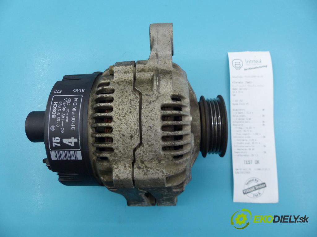 Honda Civic VI 1995-2001 1.4 16v 90 hp manual 66 kW 1396 cm3 5- Alternator 0123315020 (Alternátory)