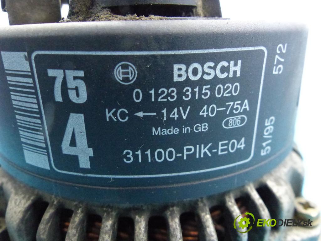 Honda Civic VI 1995-2001 1.4 16v 90 hp manual 66 kW 1396 cm3 5- Alternator 0123315020 (Alternátory)
