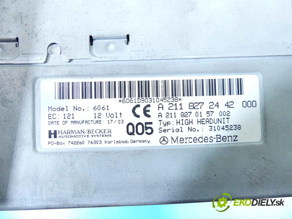 Mercedes E W211 2002-2009 4.0 cdi 260 HP automatic 191 kW 3996 cm3 4- Radio originál A2118272442