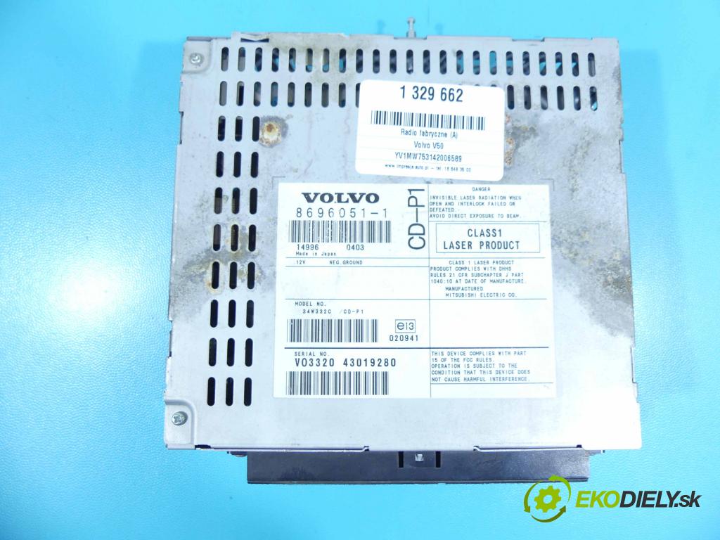 Volvo V50 2.0d 136 HP manual 100 kW 1997 cm3 5- Radio originál 8696051-1