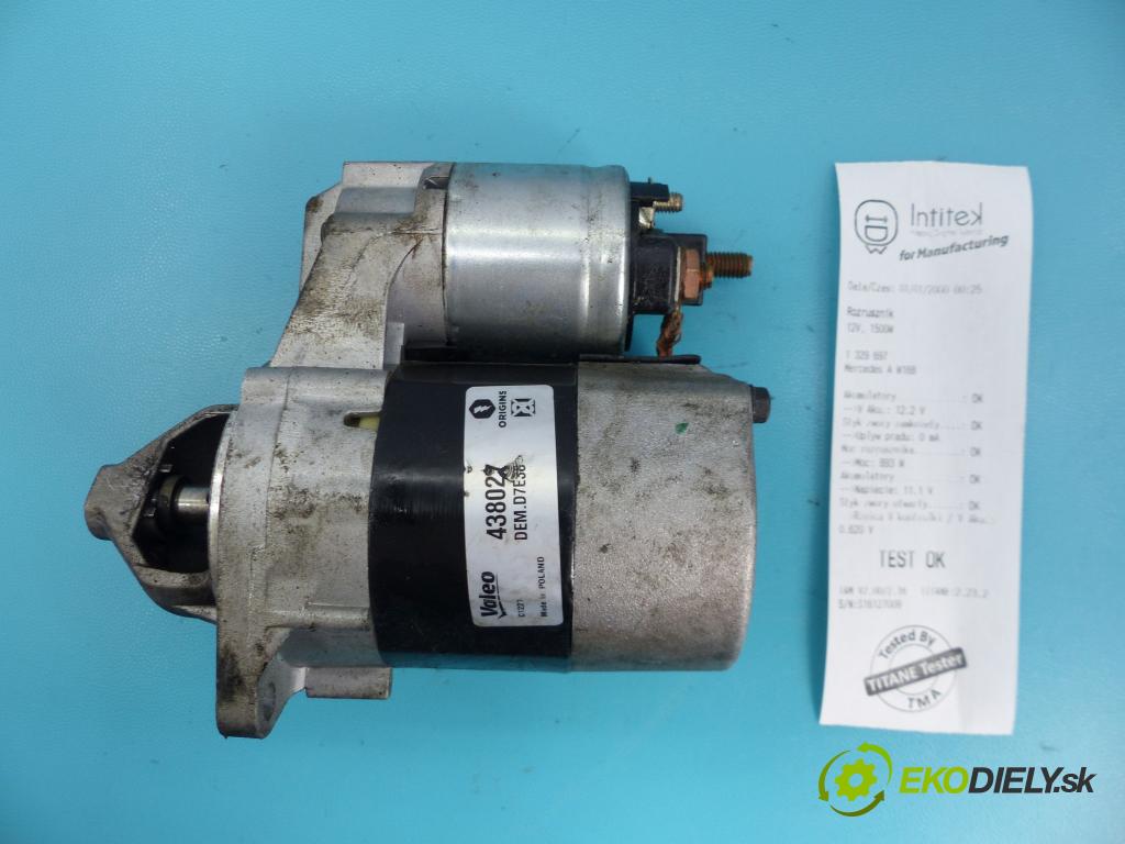 Mercedes A W168 1997-2004 1.6 102 HP manual 75 kW 1598 cm3 5- štartér D7E38 (Štartéry)