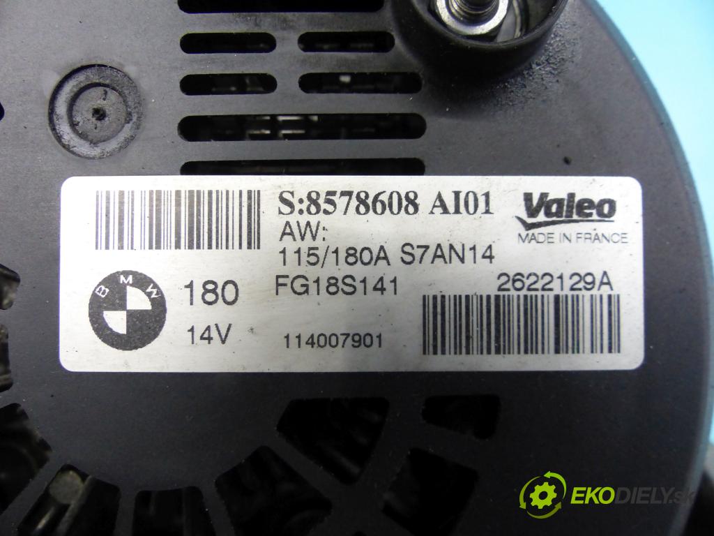 Bmw 1 F20 2011-2019 2.0d 116 hp manual 85 kW 1995 cm3 5- Alternator 8578608 (Alternátory)