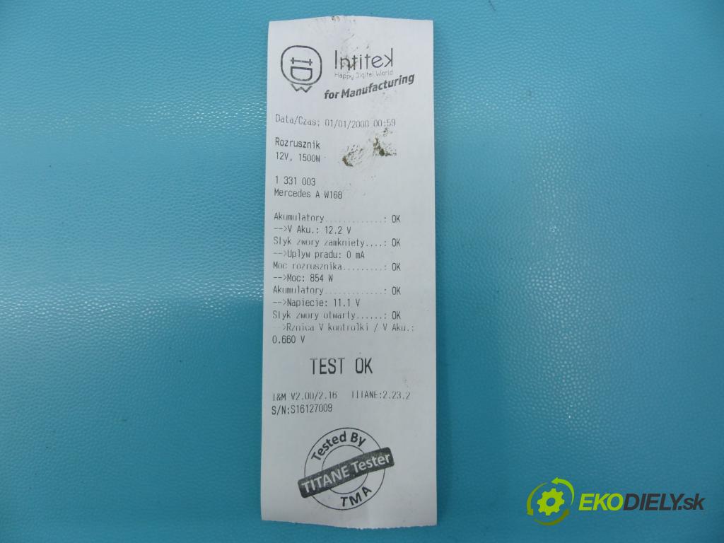 Mercedes A W168 1997-2004 1.6 102 HP manual 75 kW 1598 cm3 5- štartér D7E8 (Štartér)