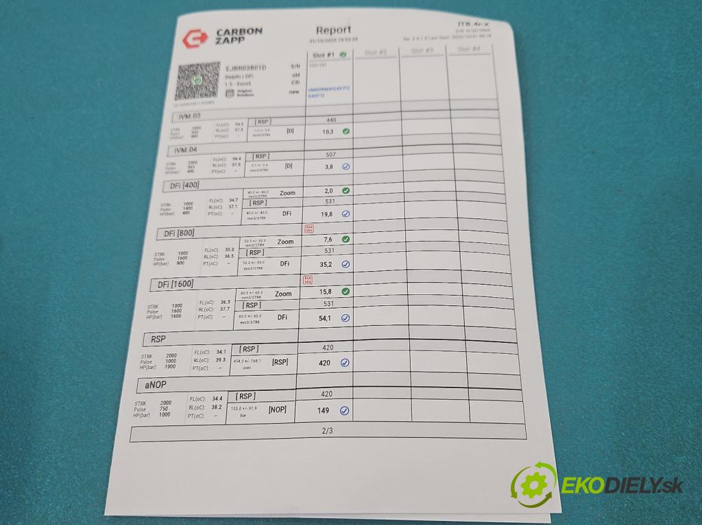 Peugeot 407 2.0 hdi 136hp manual 100 kW 1997 cm3 4- vstřikovač EJBR03801D (Vstřikovač paliva)