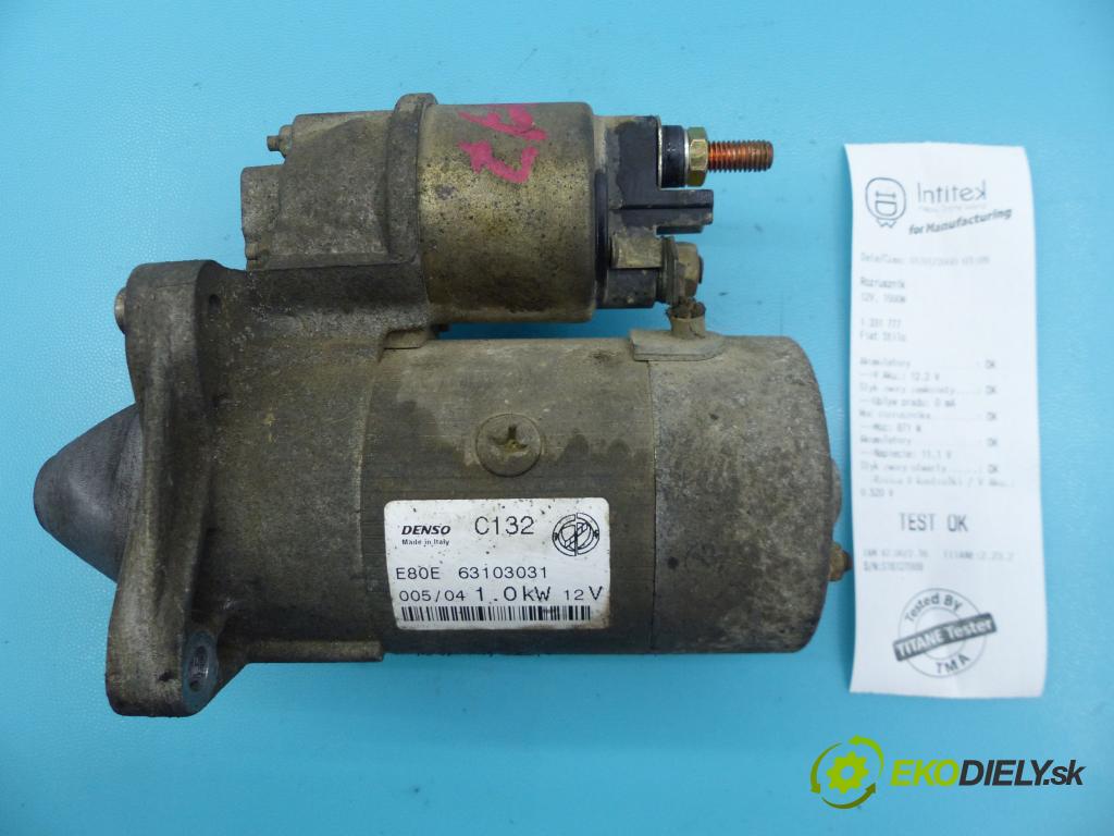 Fiat Stilo 1.4 16v 95 HP manual 70 kW 1368 cm3 5- štartér 63103031 (Štartéry)