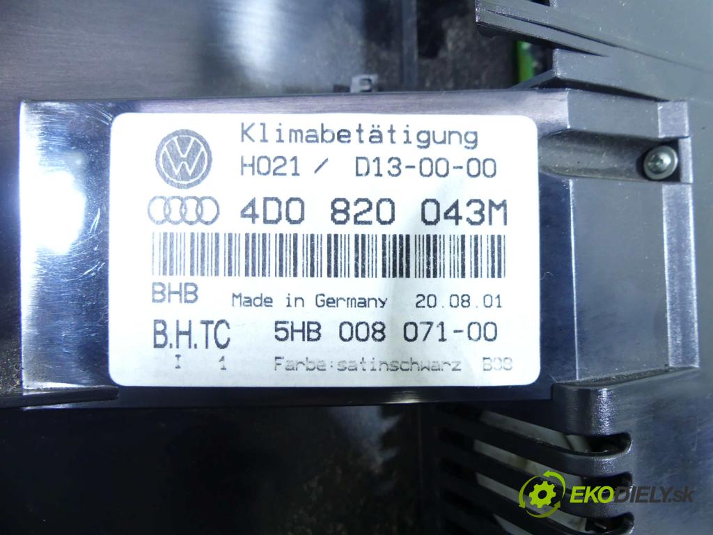 Audi A8 D2 1994-2002 2.8 V6 193 HP automatic 142 kW 2771 cm3 4- panel kúrenia 4D0820043M